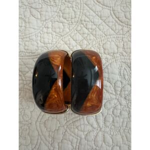 NWOT set of 2 clamp statement bangle bracelets, brown/black/gold.